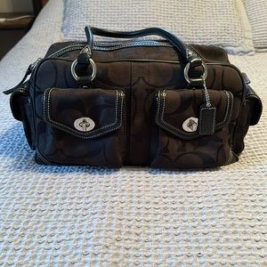 Coach Monogram Signature Gallery Pocket Tote Satchel
